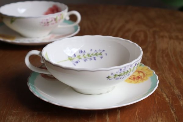 画像5: ノリタケ　COCO FLEUR「ココ フルール」　ペアティーカップ＆ソーサー