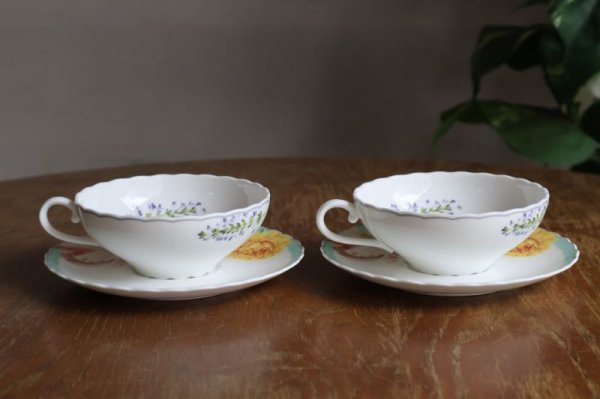 画像3: ノリタケ　COCO FLEUR「ココ フルール」　ペアティーカップ＆ソーサー