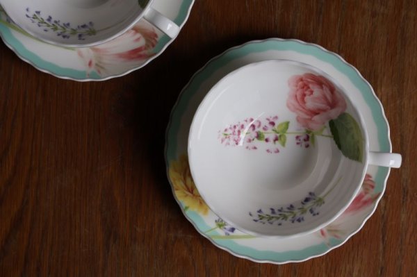 画像6: ノリタケ　COCO FLEUR「ココ フルール」　ペアティーカップ＆ソーサー