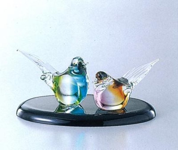 画像1: マルティグラス　ツグミペア　ガラスオーナメント　