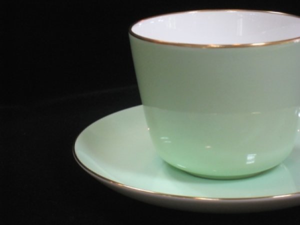 画像3: 大倉陶園　ライトグリーン蒔き　モーニングカップ＆ソーサー