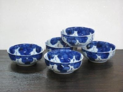 有田焼 其泉窯 染付手描きぶどう文 十二角銘々皿揃 - 土岐陶器本店