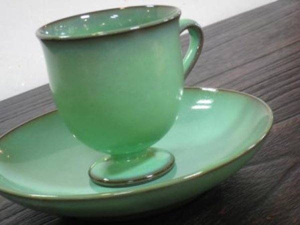 画像3: 有田焼　横石臥牛作　緑釉　コーヒー碗皿