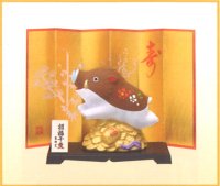 ２０１９年 亥歳【１５%ＯＦＦ】薬師窯　光堂作　招福干支　錦彩招福亥（猪突金運）