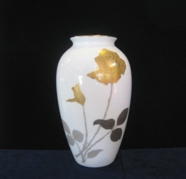 画像1: 大倉陶園　２３ｃｍ金蝕バラ　花瓶
