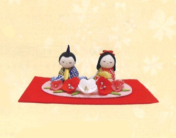 画像1: リュウコドウ　ひな人形　友禅座り雛　花飾り