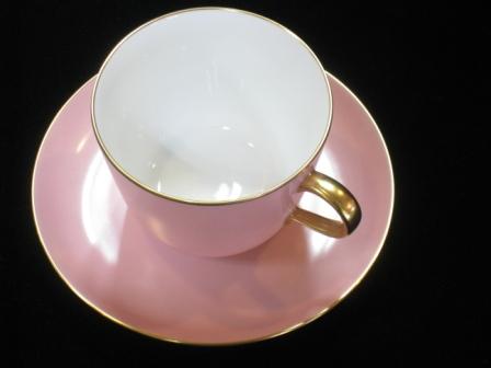 大倉陶園 ピンク蒔き モーニングカップ＆ソーサー - 土岐陶器本店